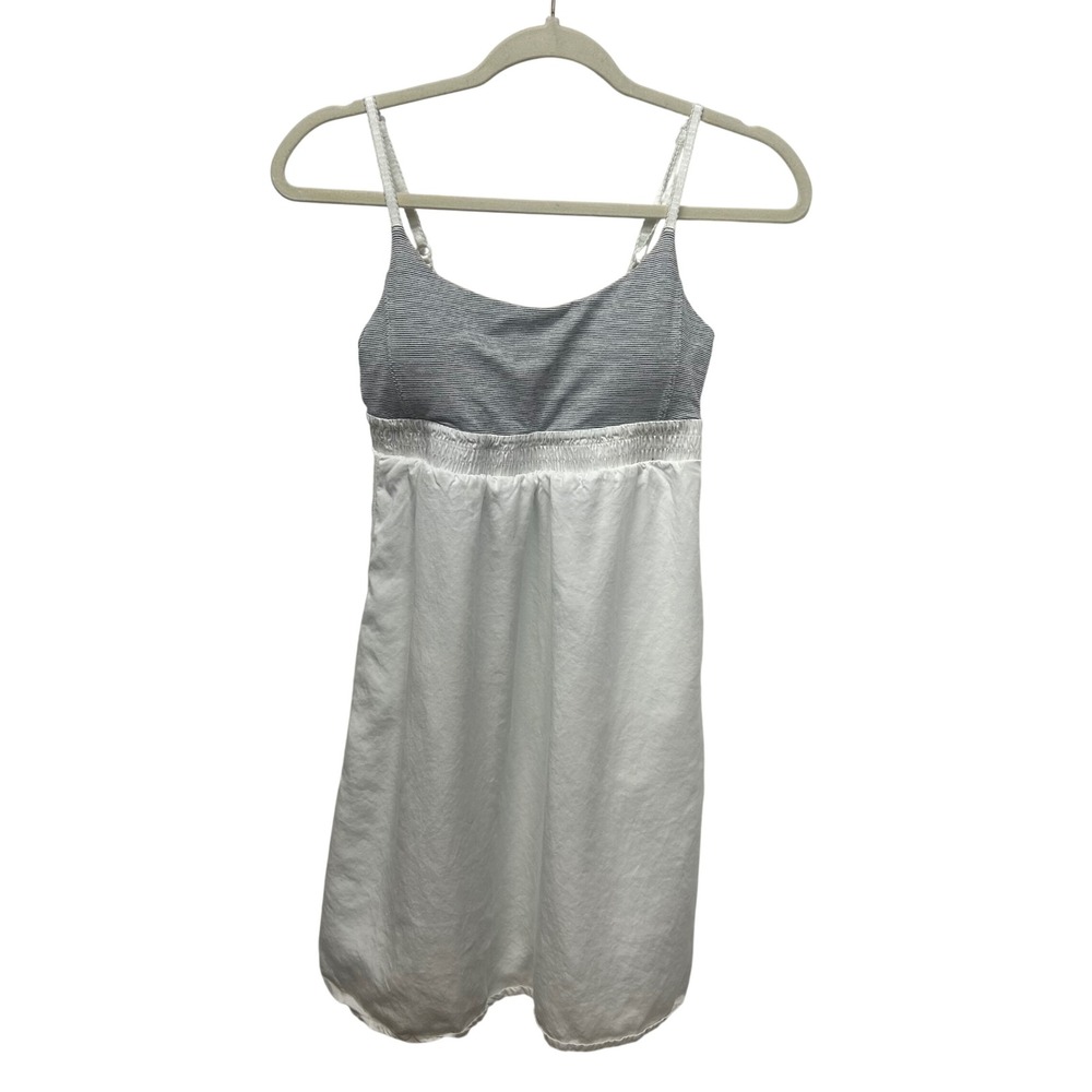 Lululemon Athletic Dress Striped Shelf Bra White Grey Mini Activewear Dress